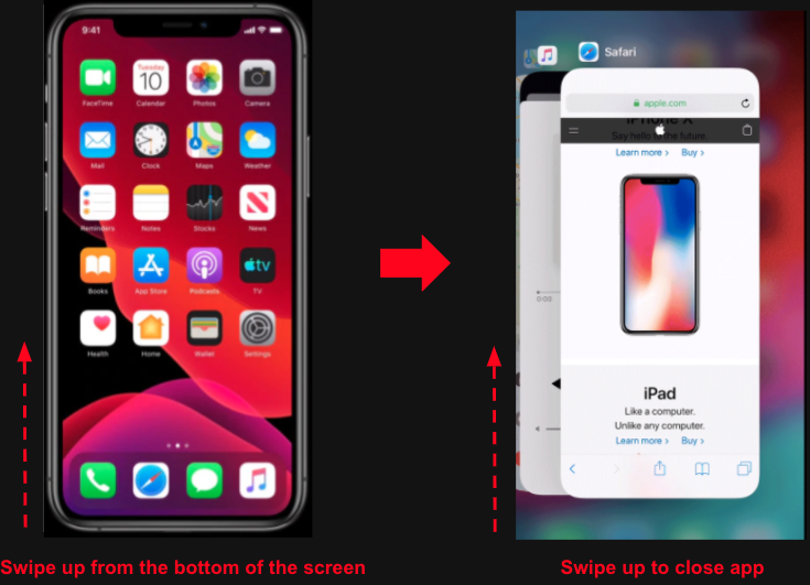 How do I force close the CBS app on my iPhone or iPad?